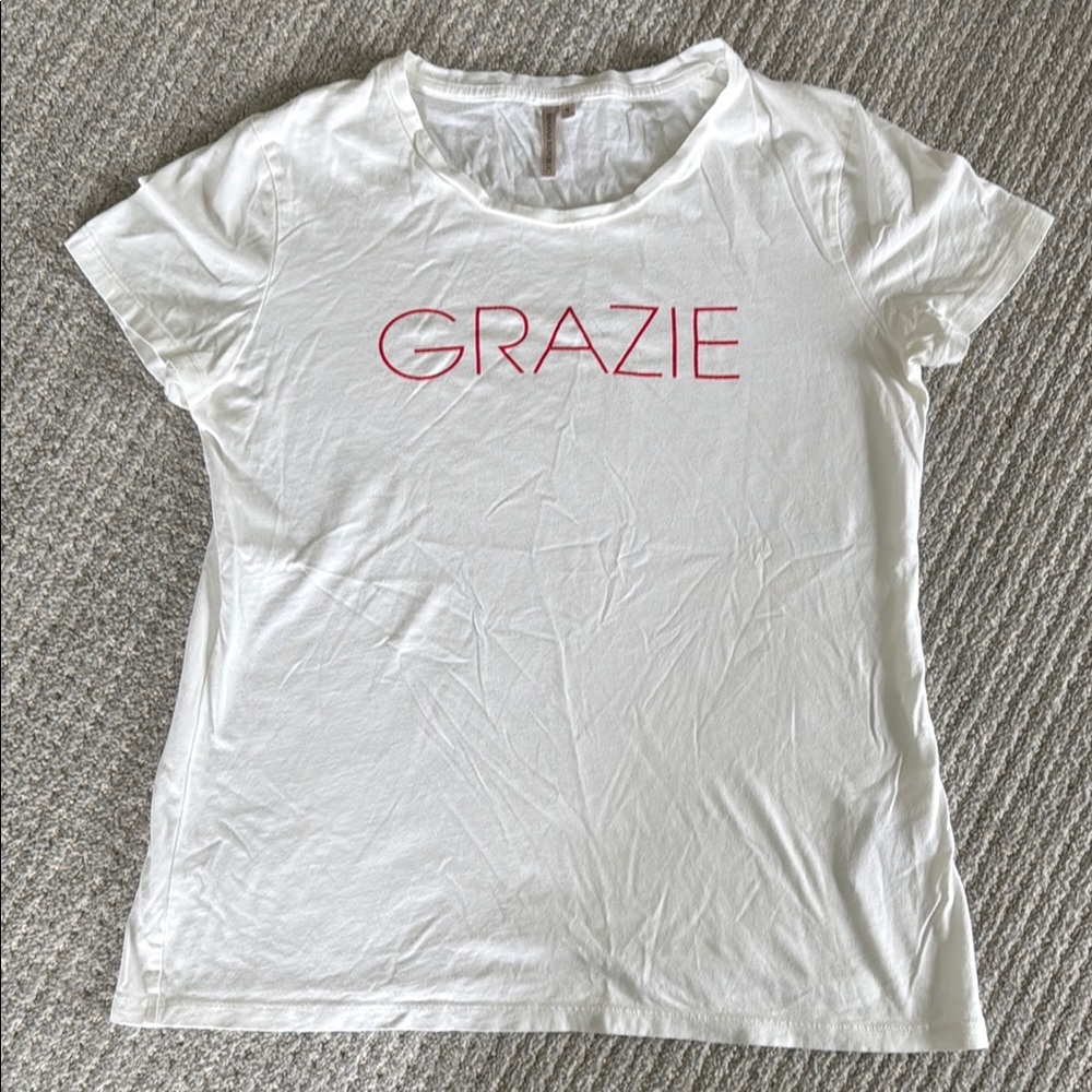 Grazie White T-Shirt with Pink Print